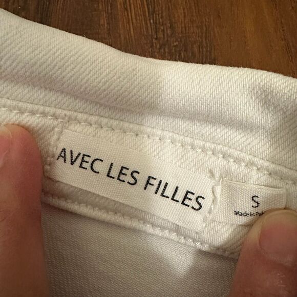 AVEC LES FILLES Jean Romper White Denim Cotton Stretch *Missing Belt* - Picture 7 of 11